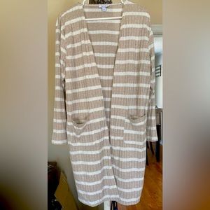 Nine West cardigan women’s large cream and white (knee length)